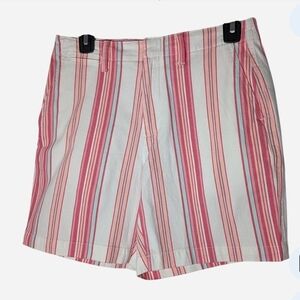 Pre-owned Lands' End Pink and White Striped Women's Shorts